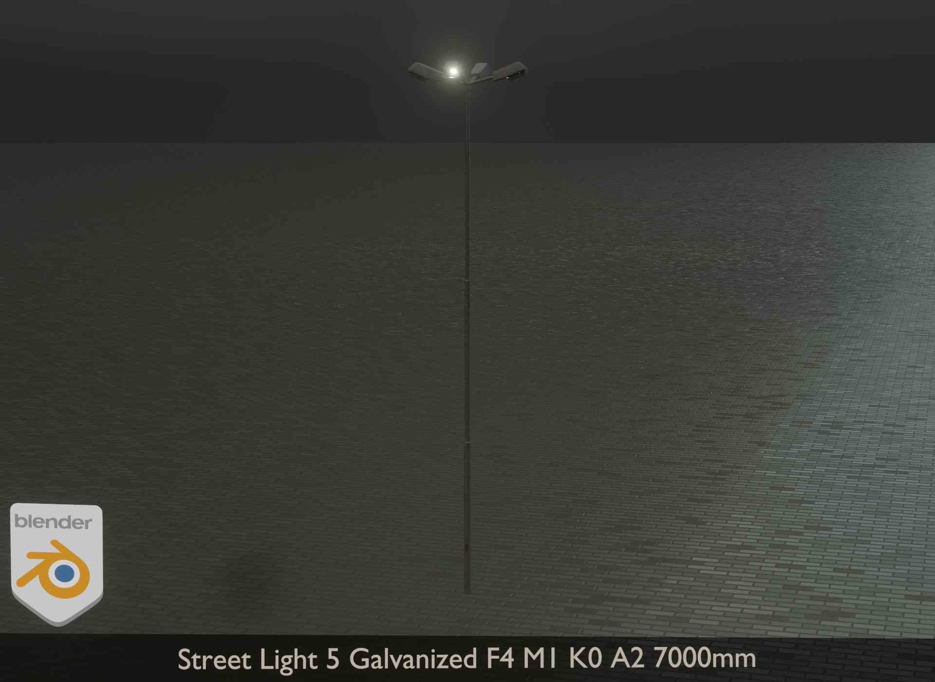 Street Light 5 Galvanized F4 M1 K0 A2 7000mm Low-poly 3D model_14