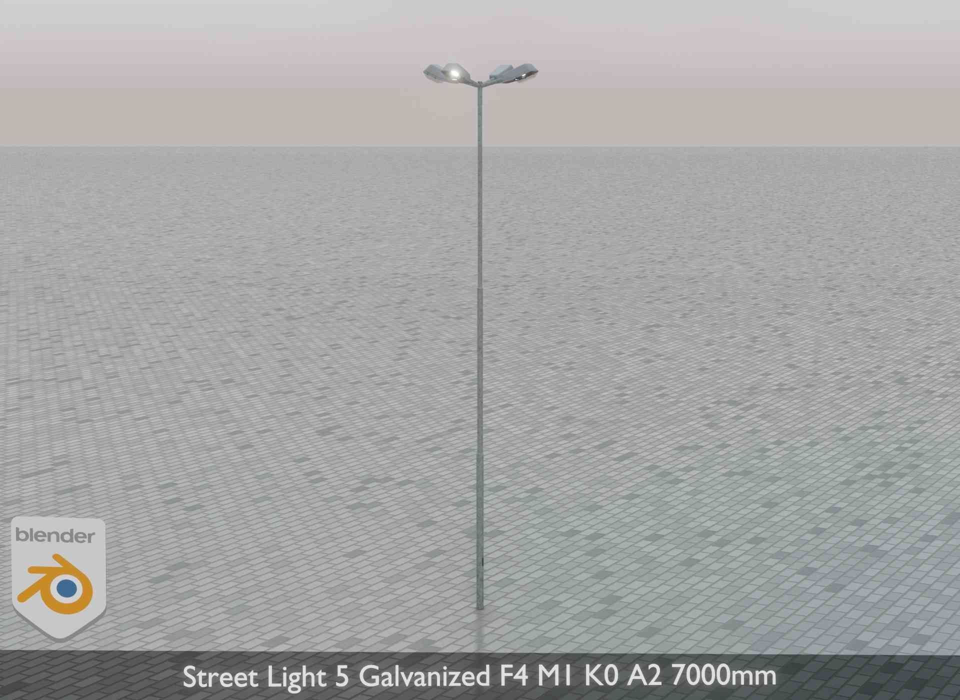 Street Light 5 Galvanized F4 M1 K0 A2 7000mm Low-poly 3D model_47