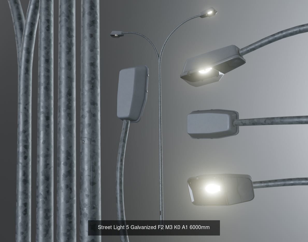 Street Light 5 Galvanized Package 3D Model Collection_10