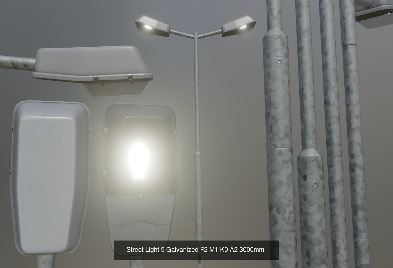 Street Light 5 Galvanized Package 3D Model Collection_5