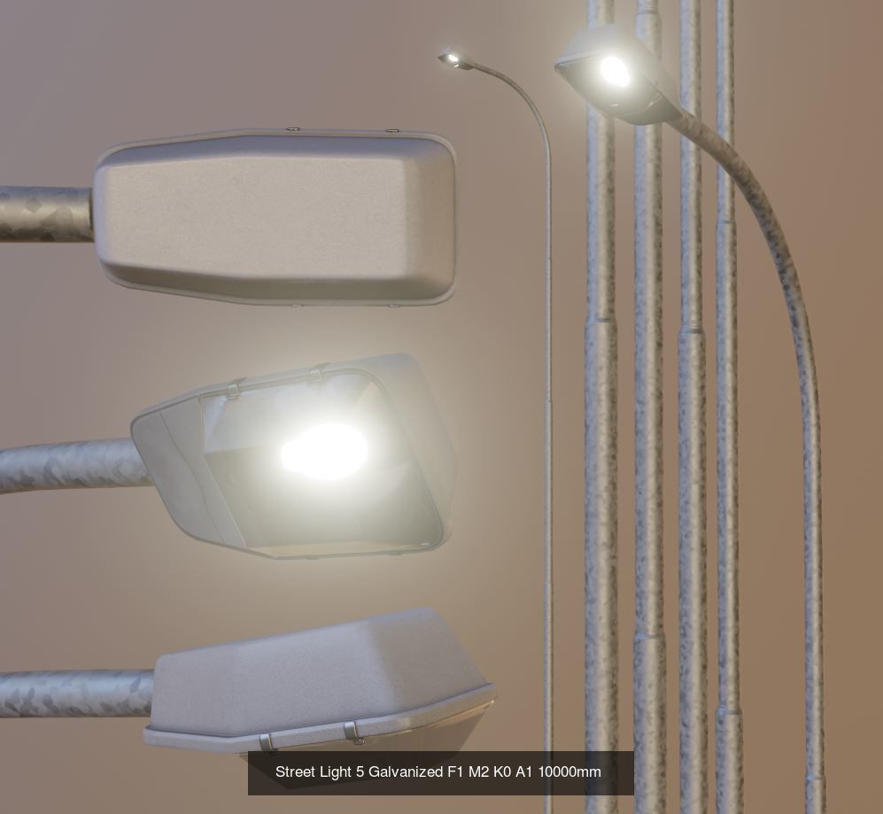 Street Light 5 Galvanized Package 3D Model Collection_7