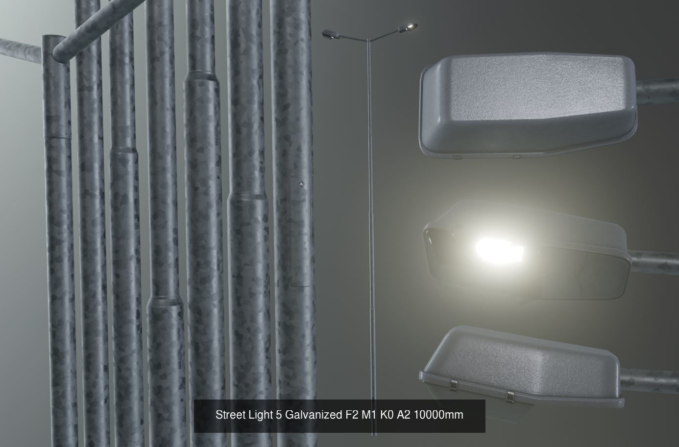 Street Light 5 Galvanized Package 3D Model Collection_9