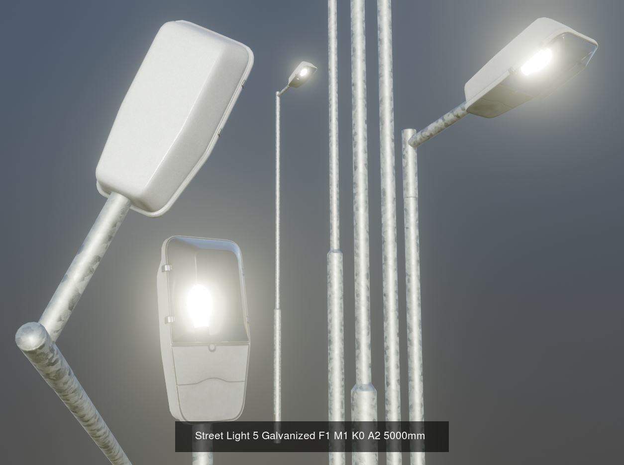 Street Light 5 Galvanized Package 3D Model Collection_1