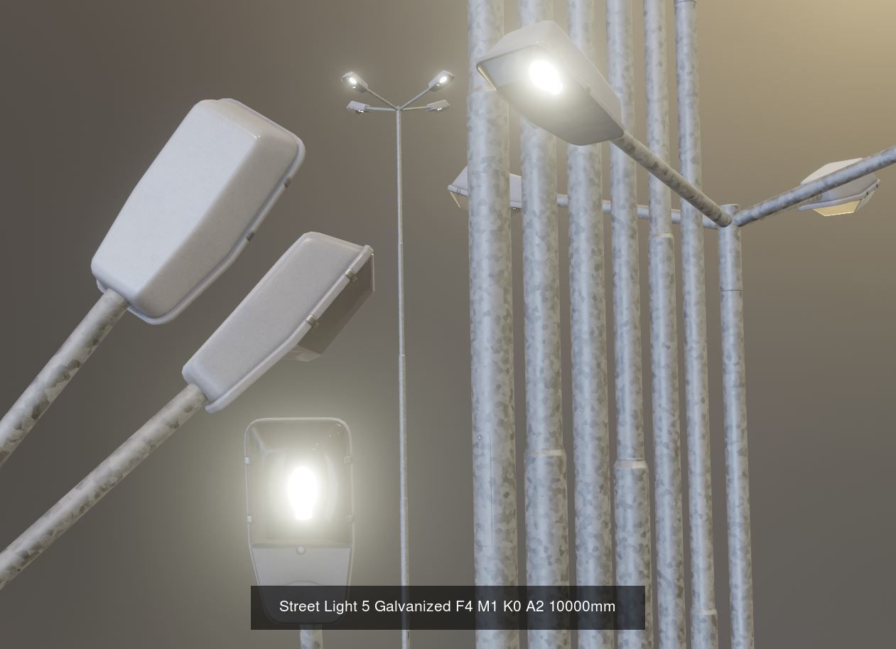 Street Light 5 Galvanized Package 3D Model Collection_2