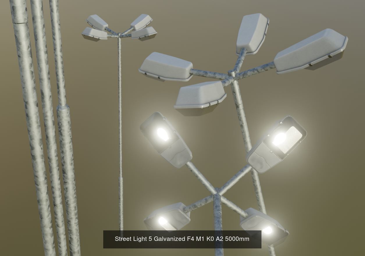 Street Light 5 Galvanized Package 3D Model Collection_4