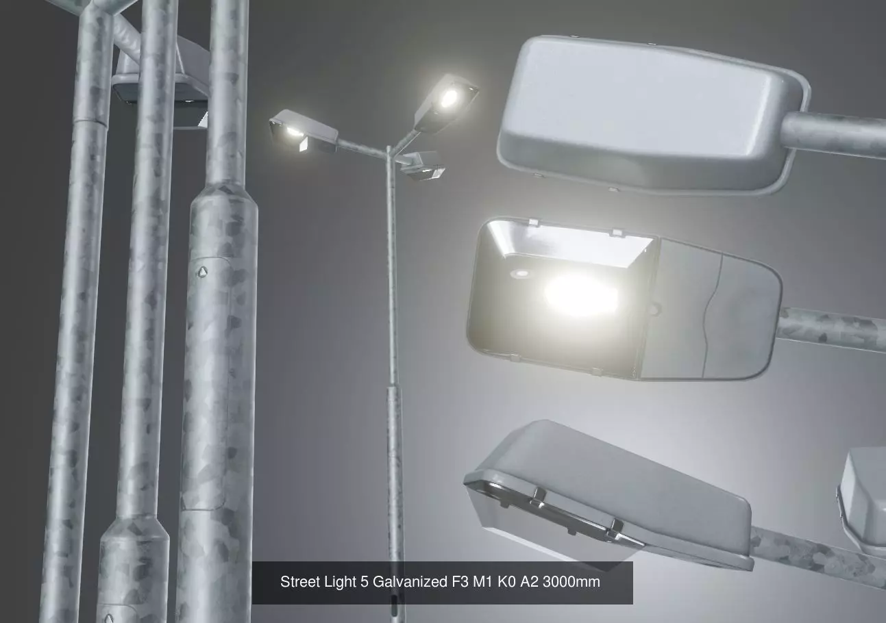 Street Light 5 Galvanized Package 3D Model Collection_0