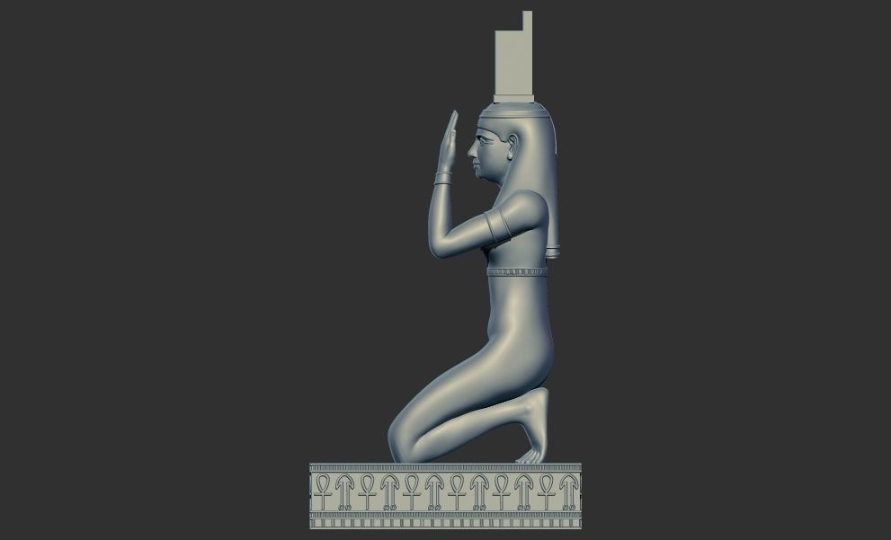 Egyptian goddess Isis Kneeling Pleureuse  statue 3D model 3D print model_3