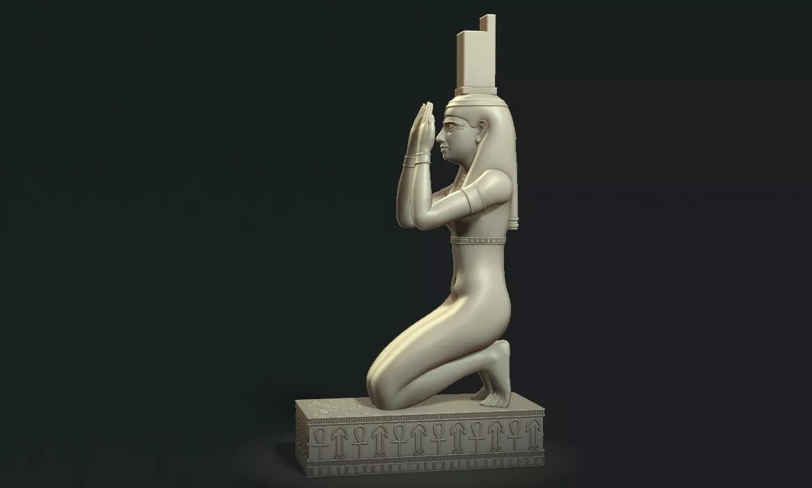 Egyptian goddess Isis Kneeling Pleureuse statue 3D model 3D print model