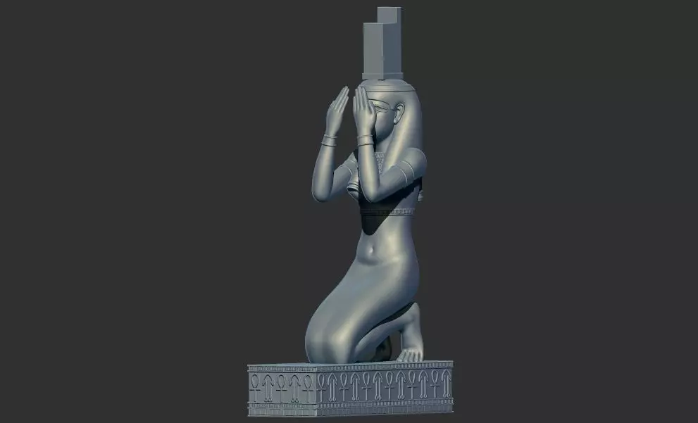 Egyptian goddess Isis Kneeling Pleureuse  statue 3D model 3D print model_0