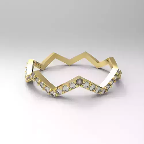 Diamond Zig Zag Ring main size 19mm