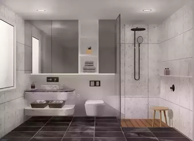 A Washroom Design with textures 3D model