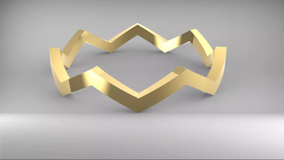 Zig Zag Ring main size 19mm 3D print model_0