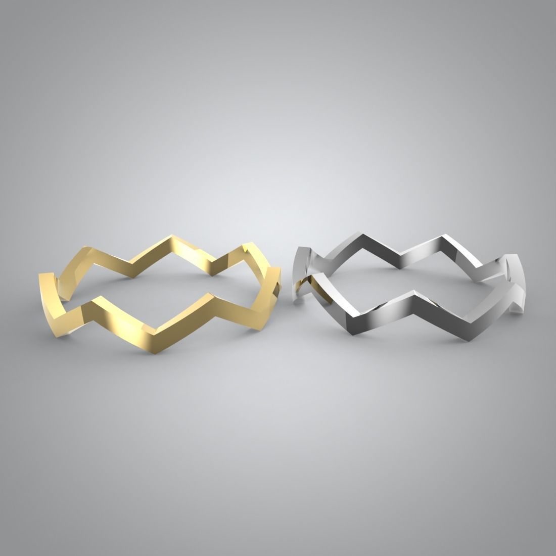 Zig Zag Ring main size 19mm 3D print model_1