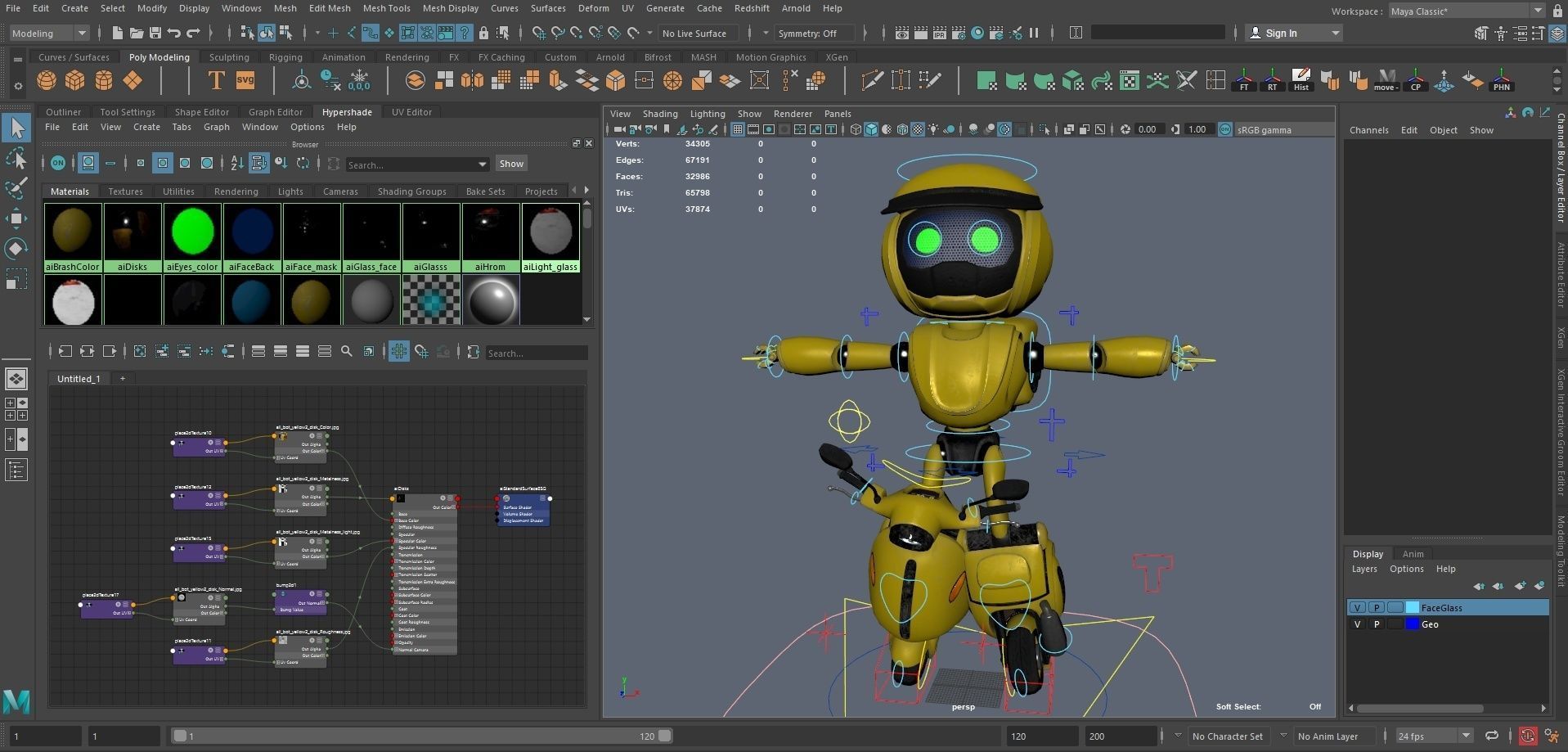 Robot character transformer scooter classic scifi rigged in maya Low-poly 3D model_20