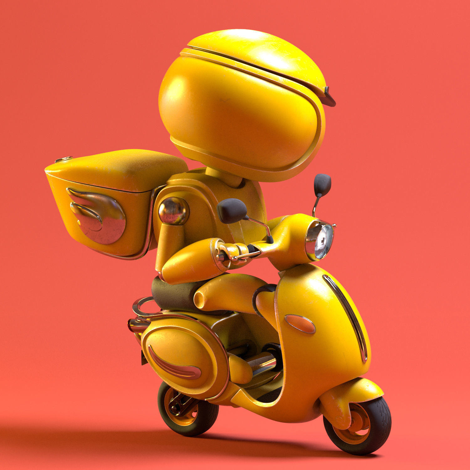 Robot character transformer scooter classic scifi rigged in maya Low-poly 3D model_13