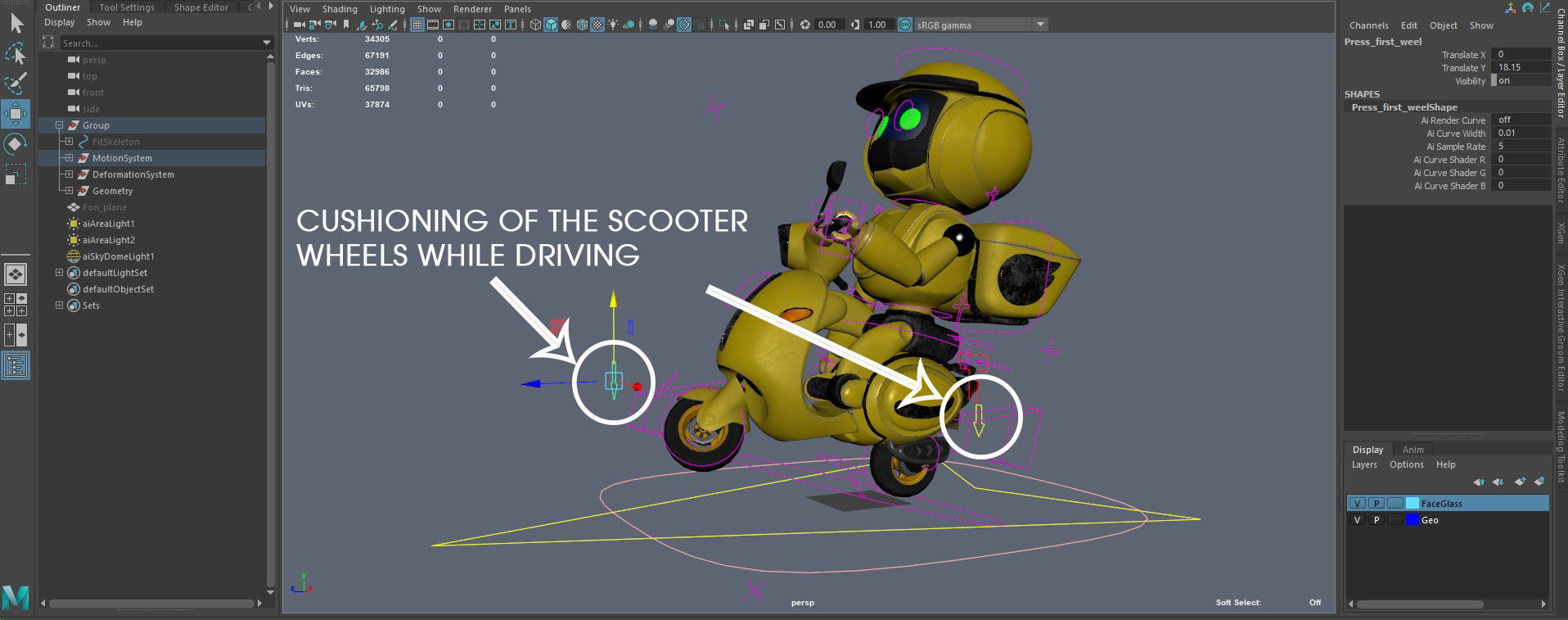 Robot character transformer scooter classic scifi rigged in maya Low-poly 3D model_18