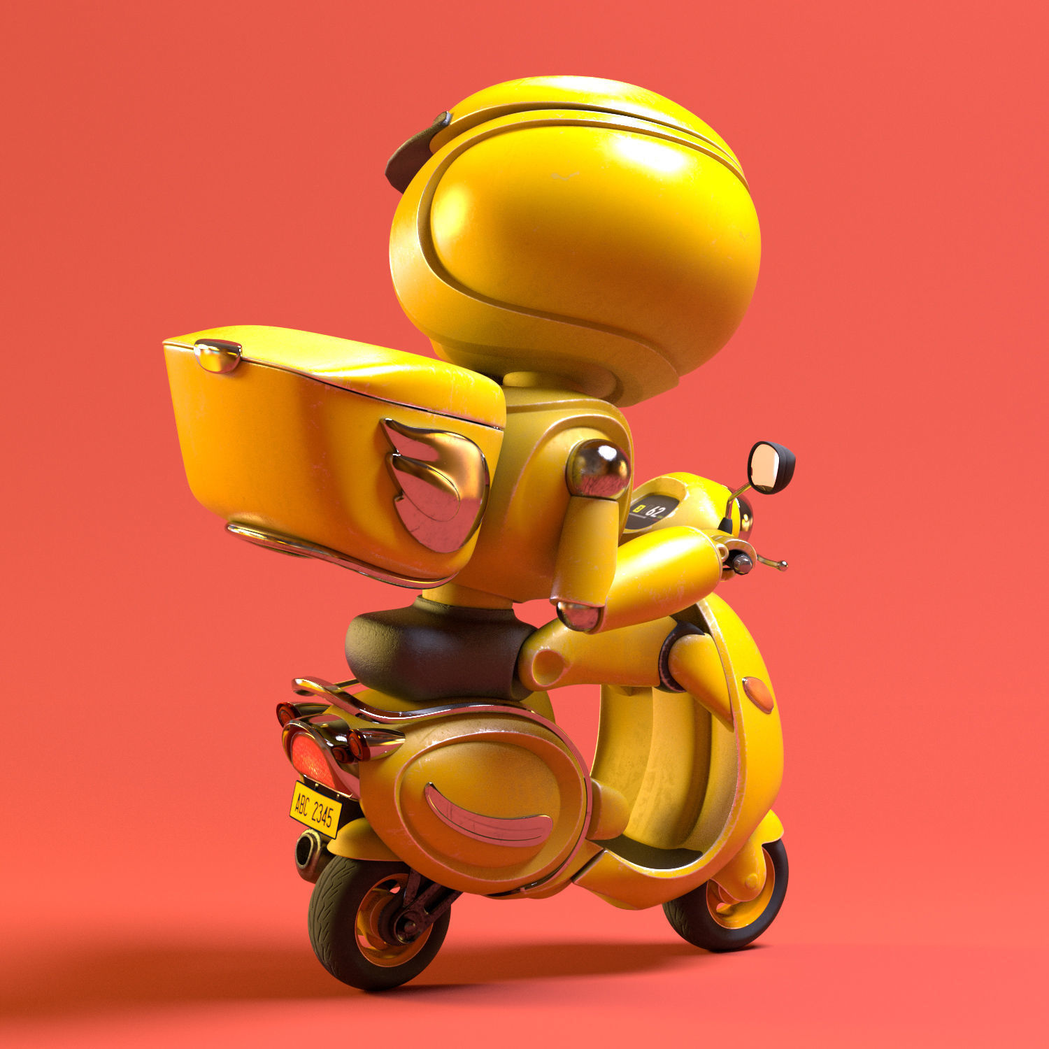 Robot character transformer scooter classic scifi rigged in maya Low-poly 3D model_12