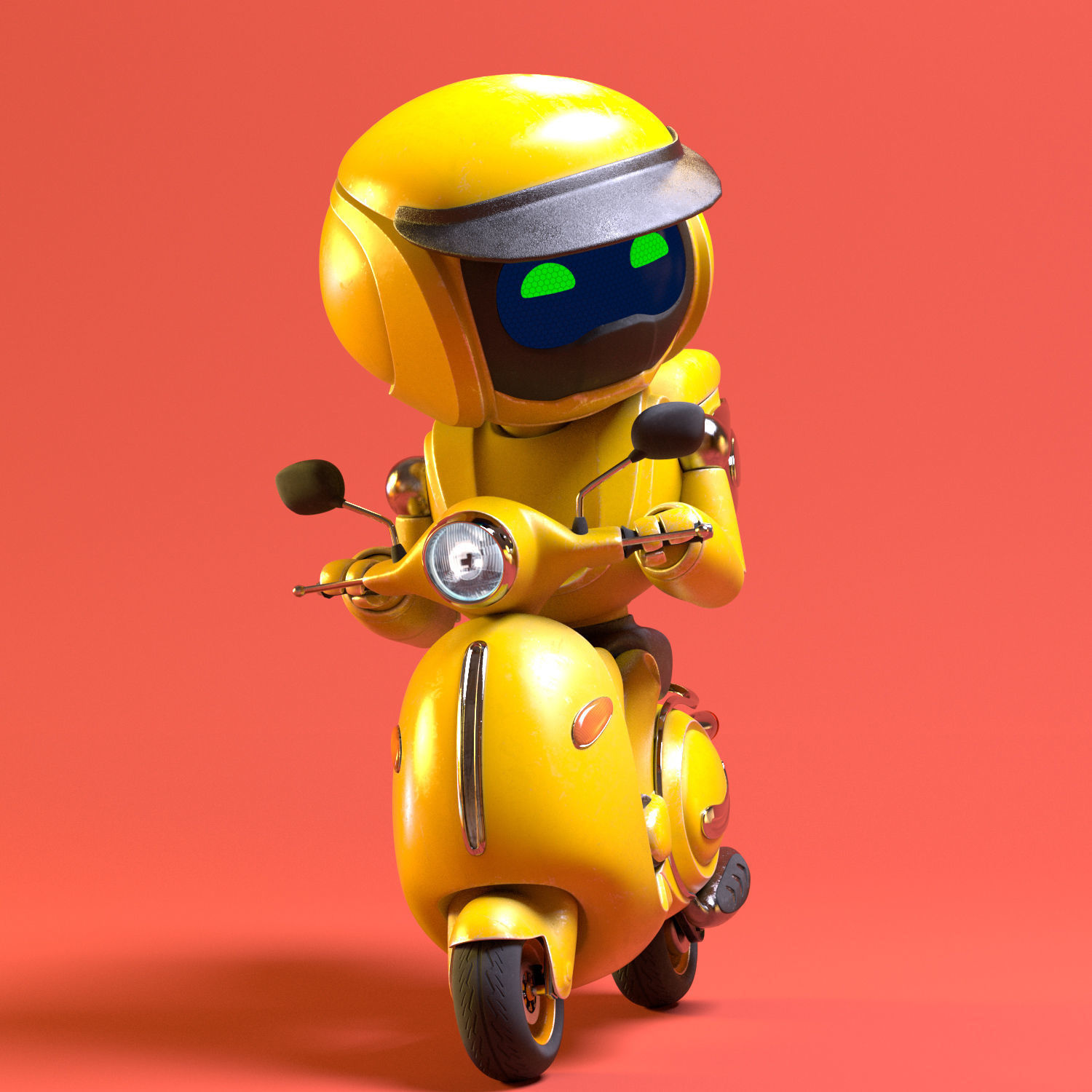 Robot character transformer scooter classic scifi rigged in maya Low-poly 3D model_14