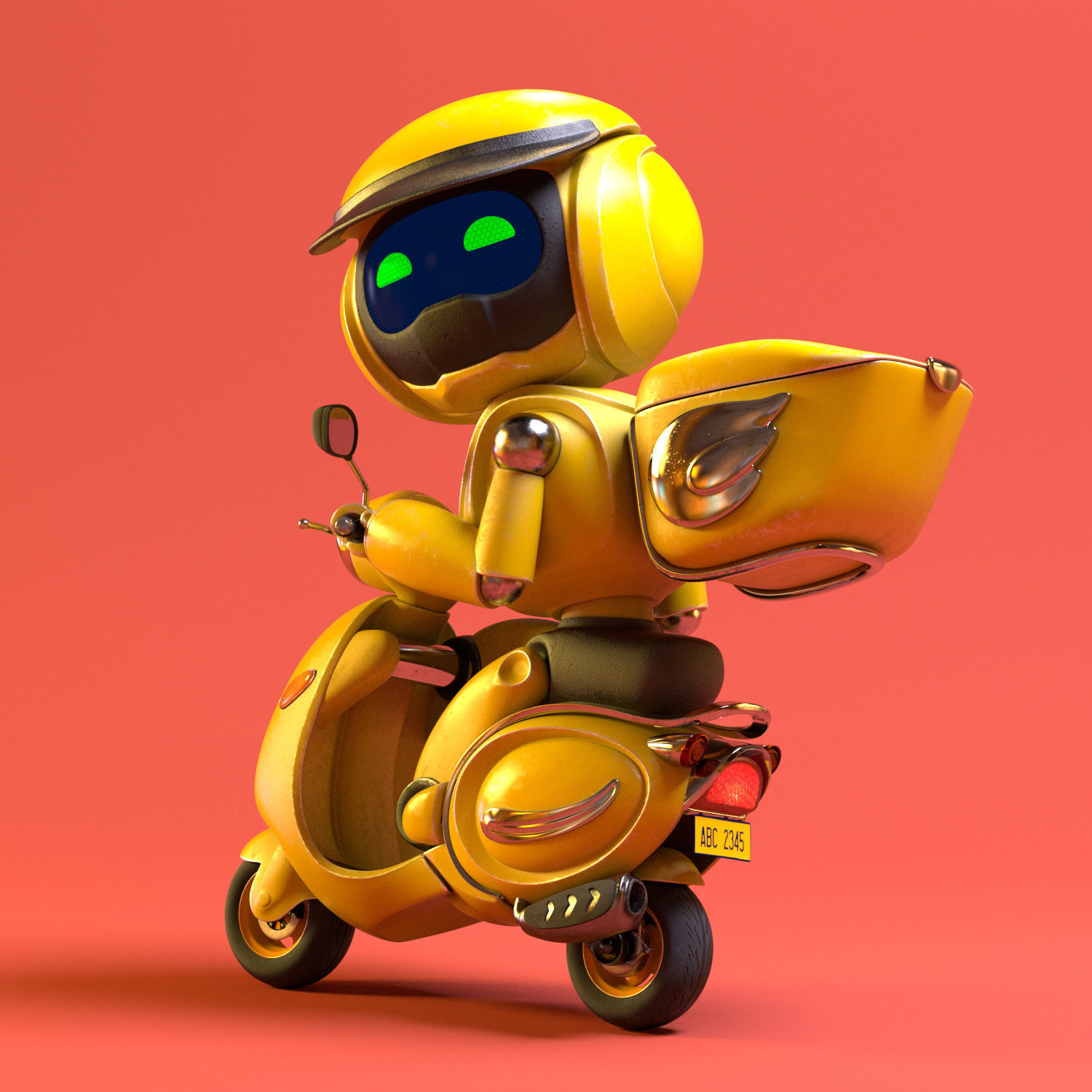 Robot character transformer scooter classic scifi rigged in maya Low-poly 3D model_10