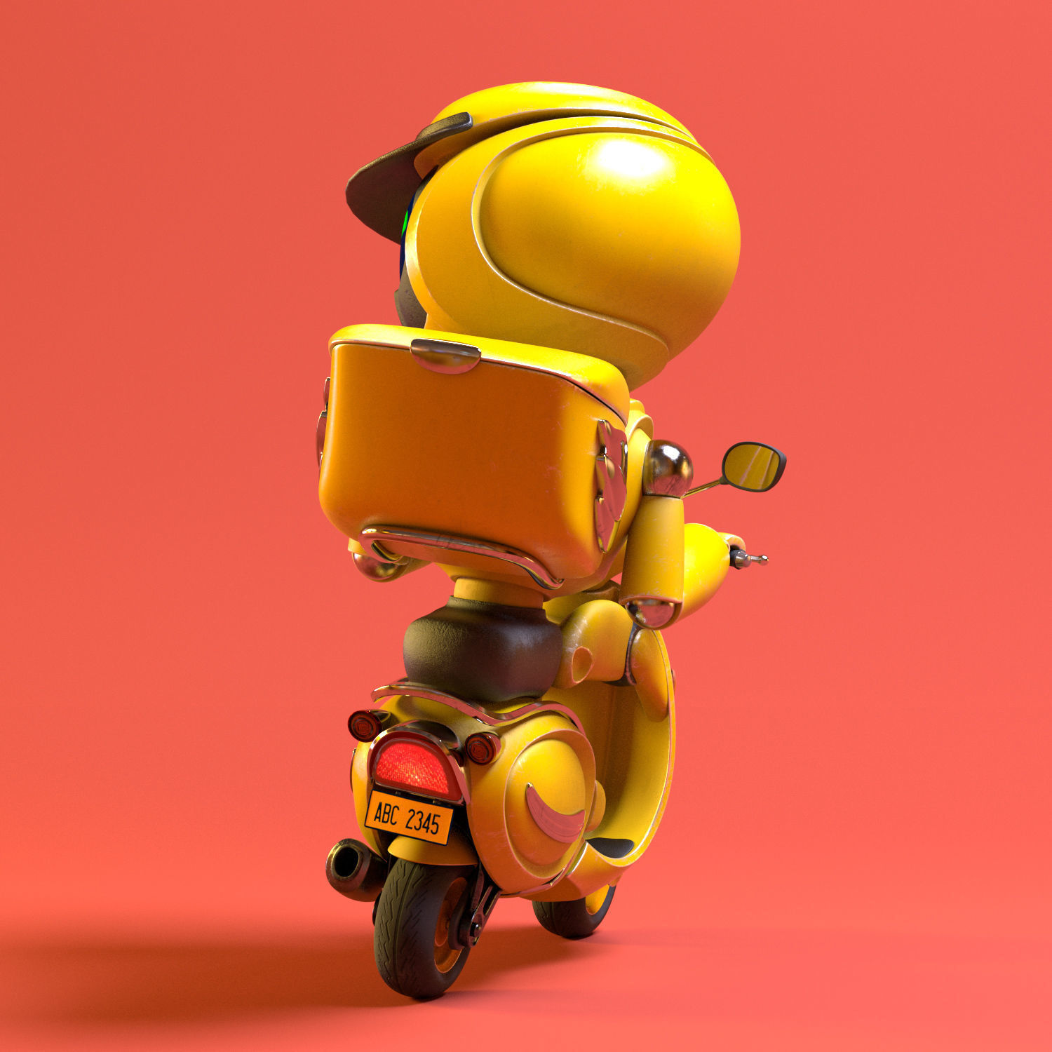 Robot character transformer scooter classic scifi rigged in maya Low-poly 3D model_11