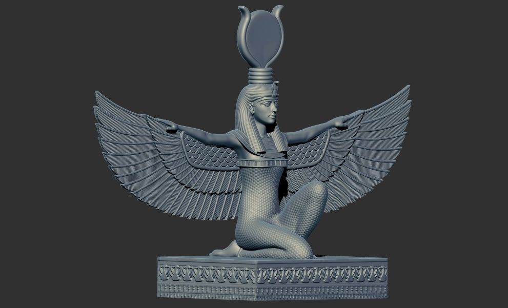 Egyptian goddess ISIS Statue wings 3D Printable v 1 3D print model_5