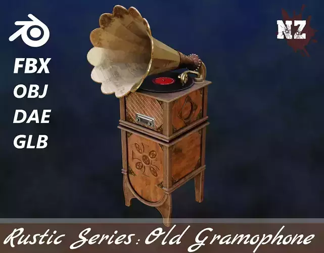 Rustic Series Old Gramophone Low-poly 3D model