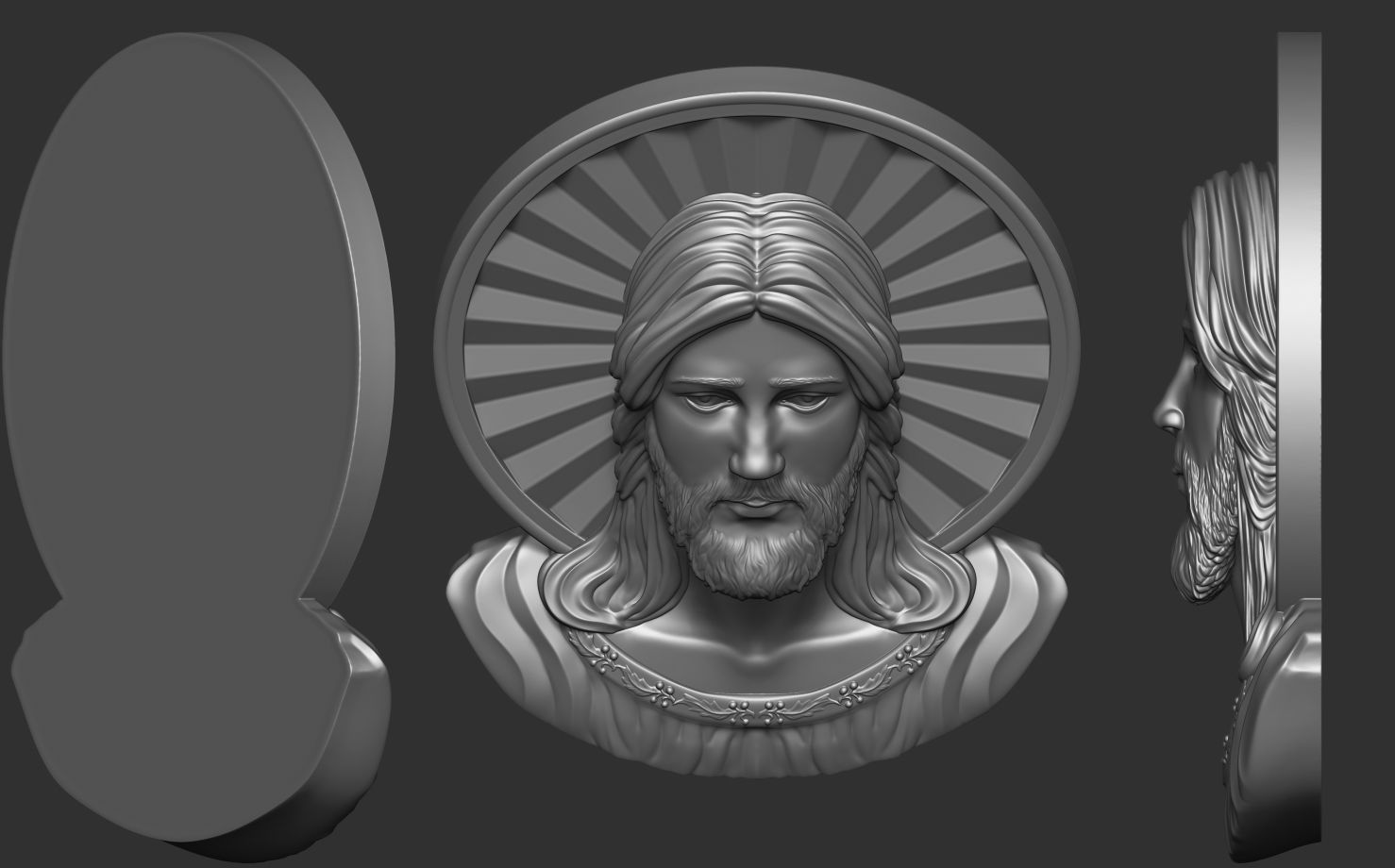 Jesus Head pendant 3D print model_4