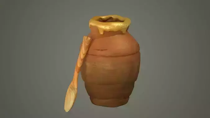 bee closeup dipper food honey liquid nature pot stick sweet 3D model