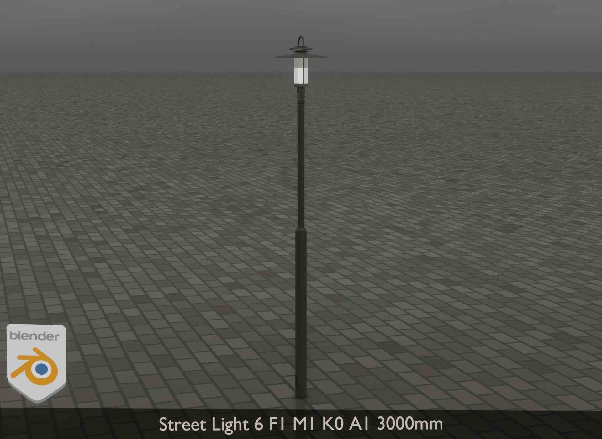 Street Light 6 F1 M1 K0 A1 3000mm Low-poly 3D model_15