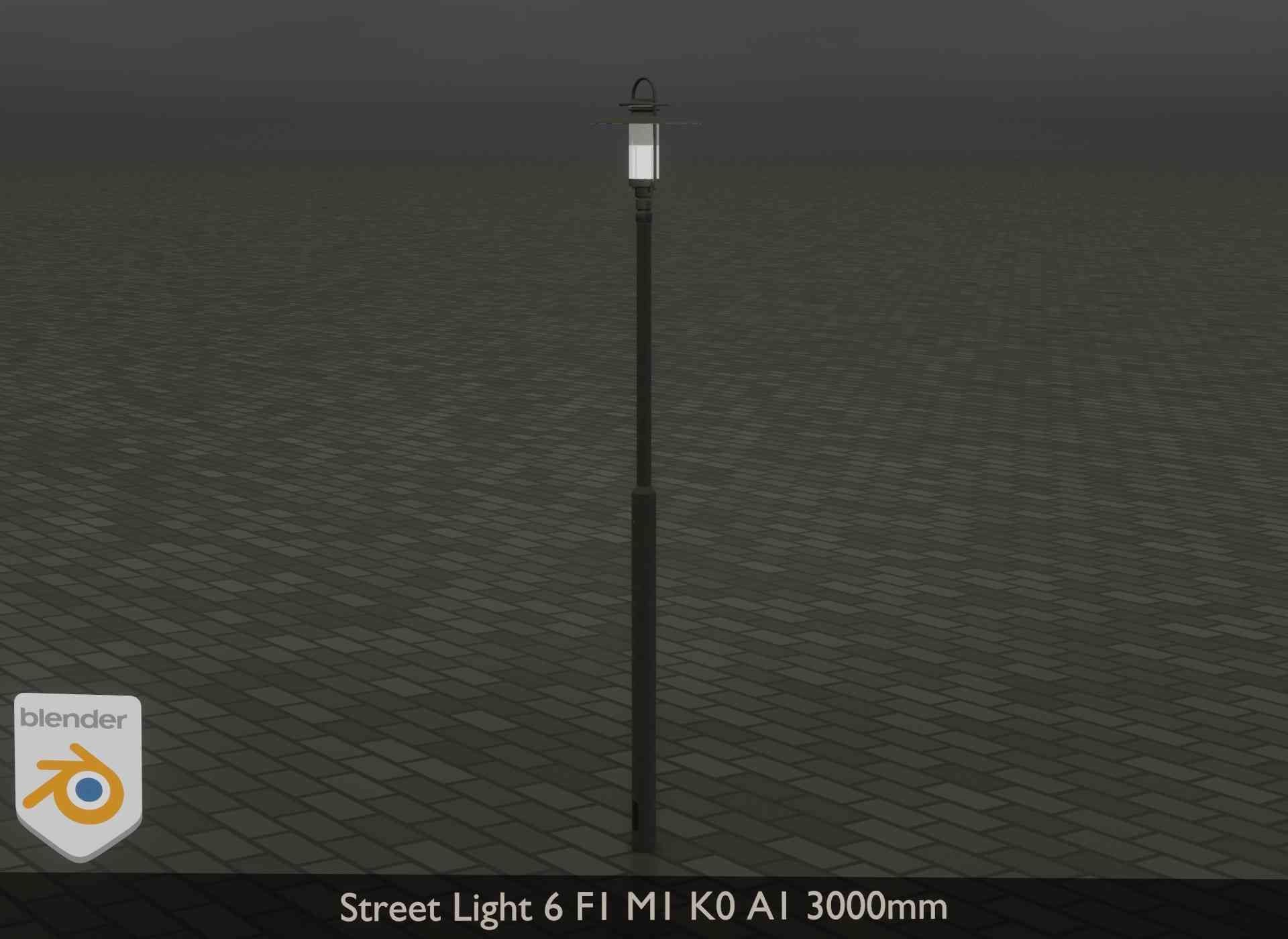 Street Light 6 F1 M1 K0 A1 3000mm Low-poly 3D model_14