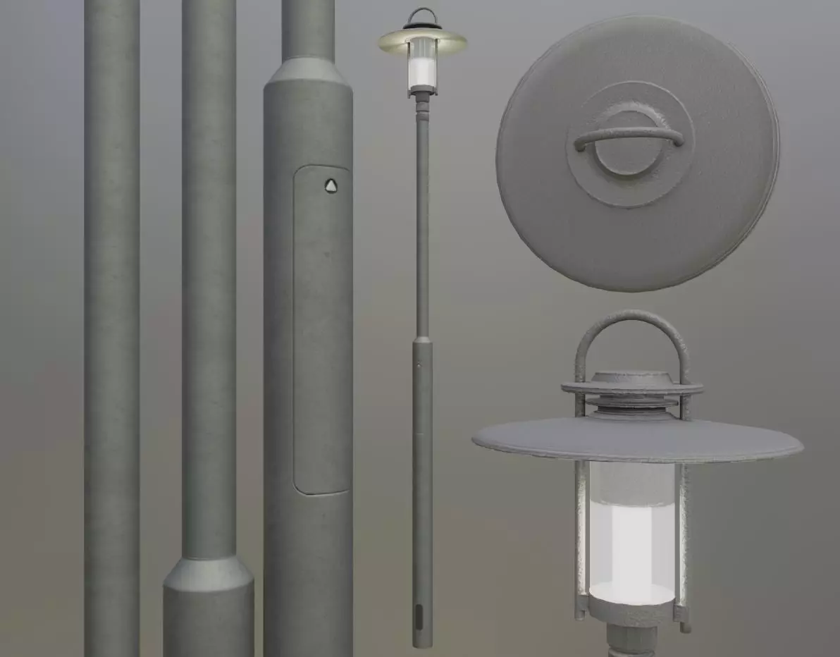 Street Light 6 F1 M1 K0 A1 3000mm Low-poly 3D model_0