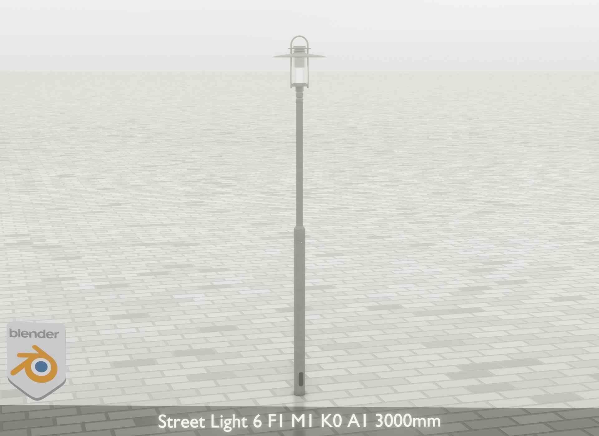 Street Light 6 F1 M1 K0 A1 3000mm Low-poly 3D model_30
