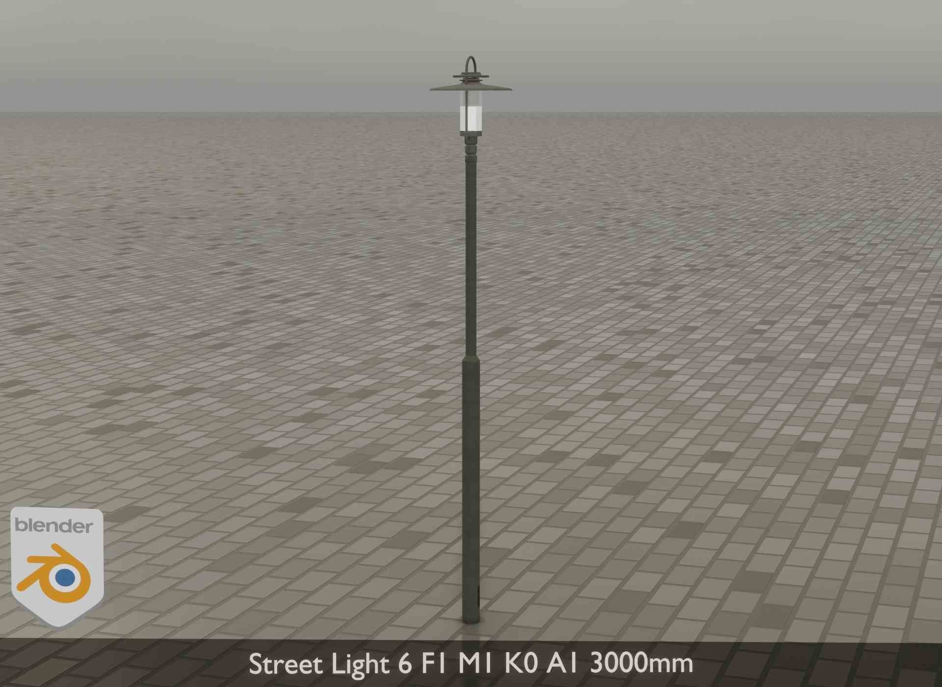 Street Light 6 F1 M1 K0 A1 3000mm Low-poly 3D model_17