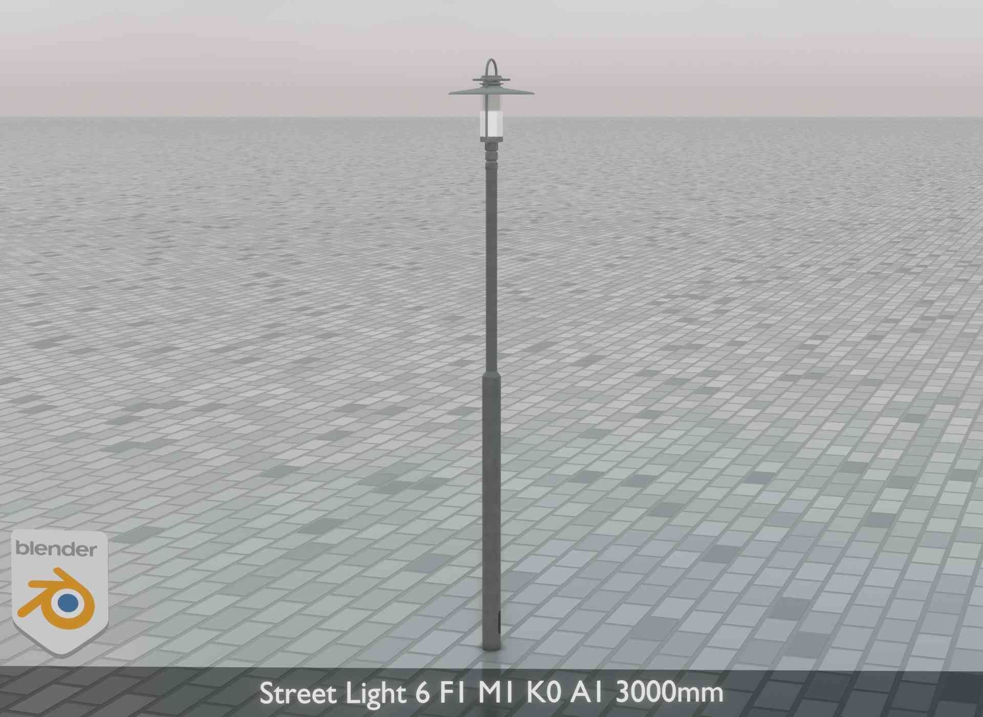 Street Light 6 F1 M1 K0 A1 3000mm Low-poly 3D model_37