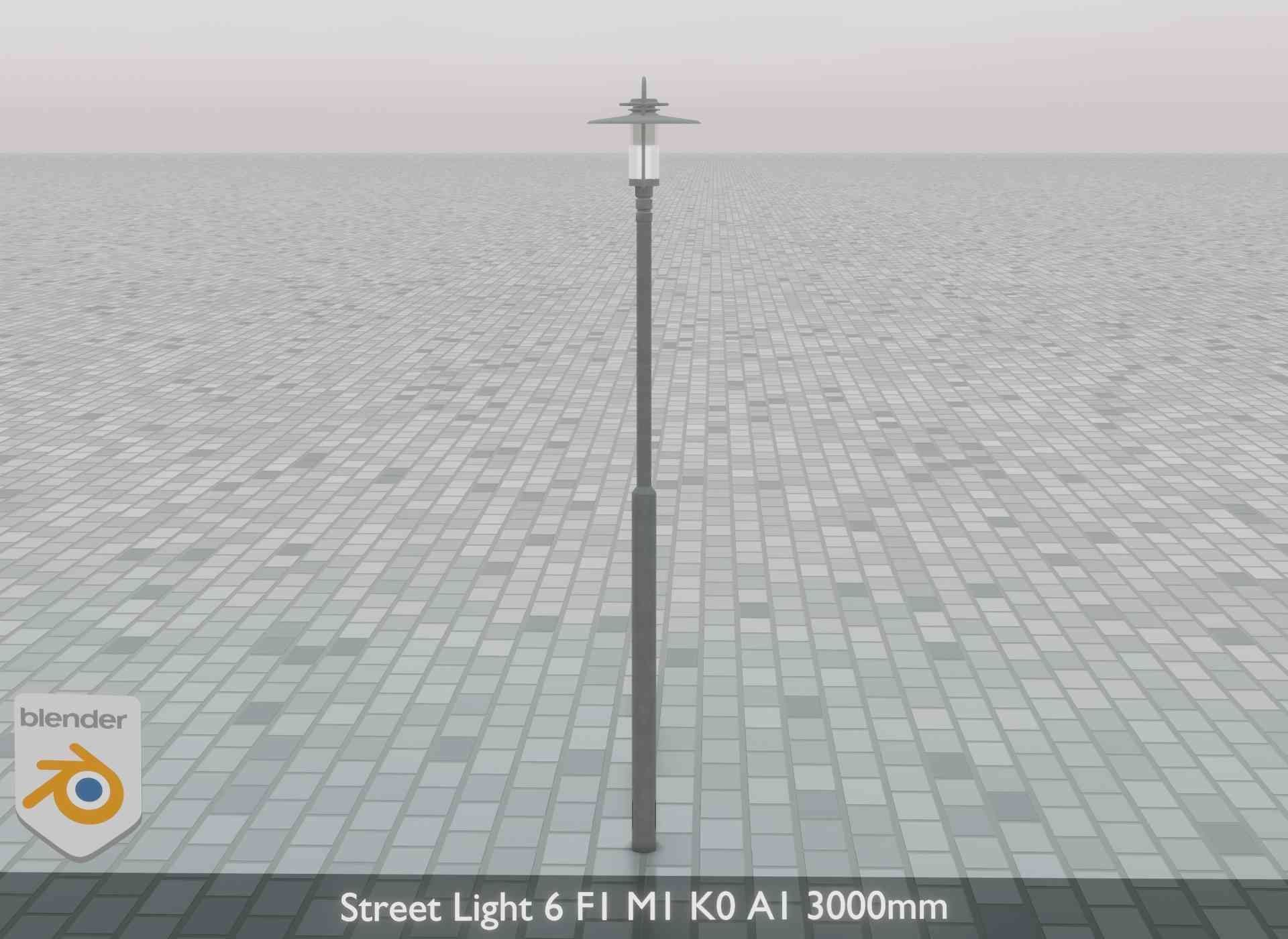 Street Light 6 F1 M1 K0 A1 3000mm Low-poly 3D model_36