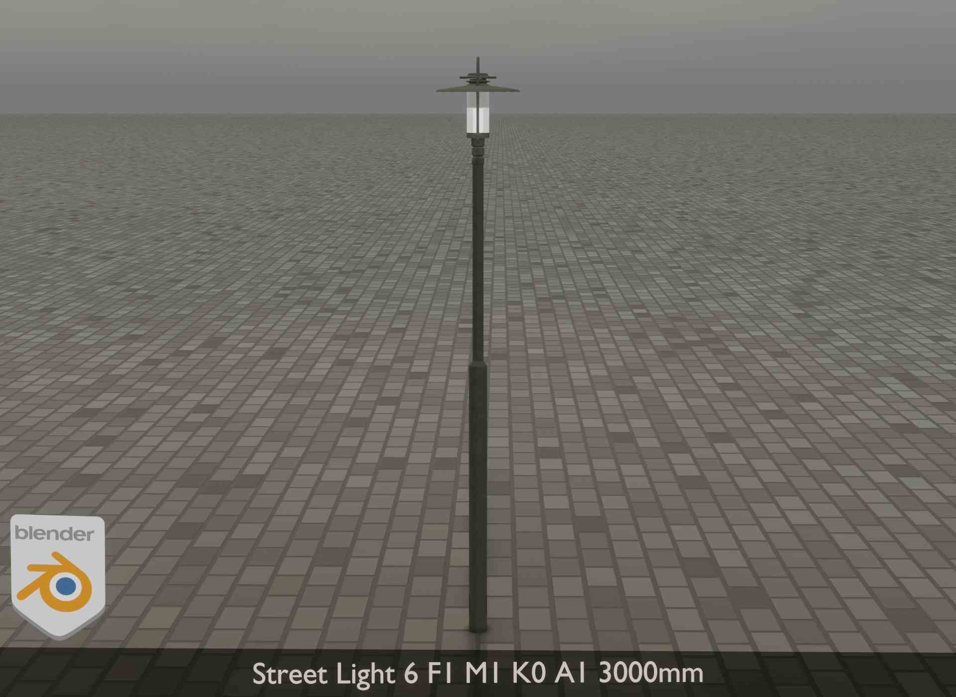 Street Light 6 F1 M1 K0 A1 3000mm Low-poly 3D model_16