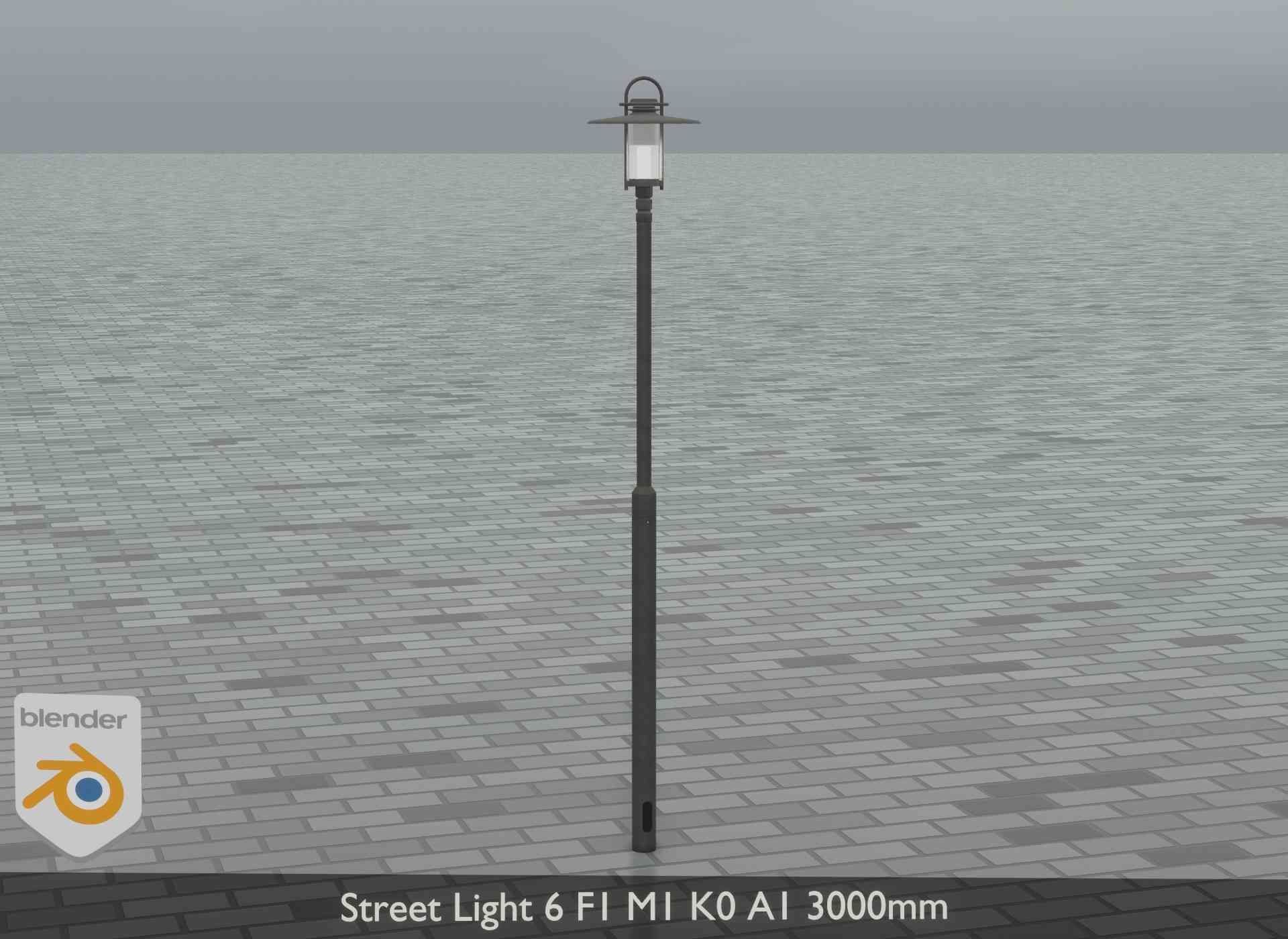 Street Light 6 F1 M1 K0 A1 3000mm Low-poly 3D model_10