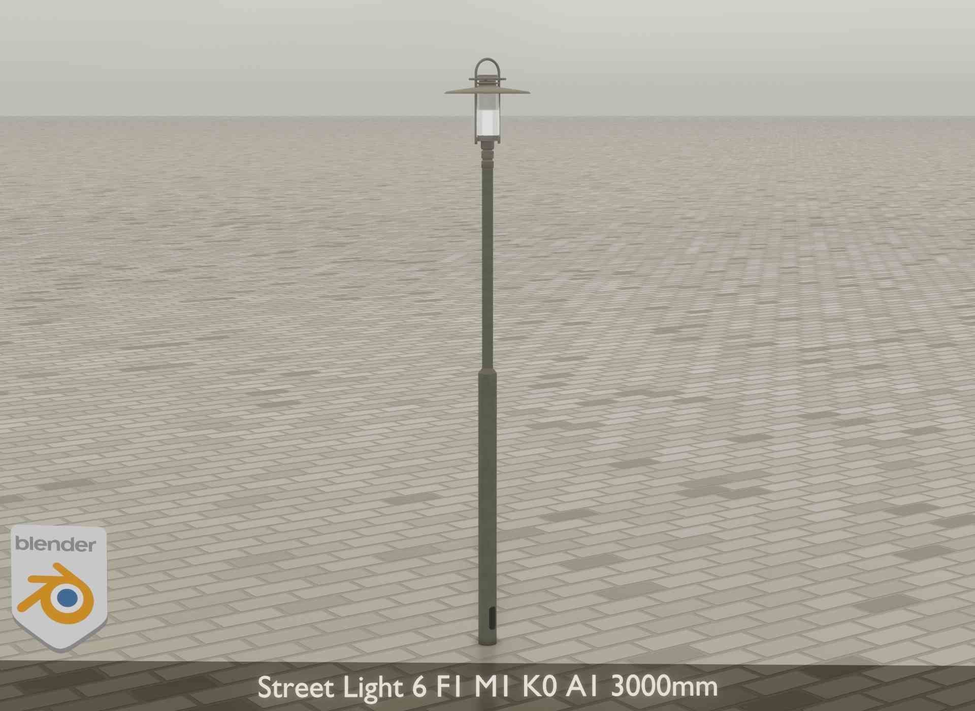 Street Light 6 F1 M1 K0 A1 3000mm Low-poly 3D model_19