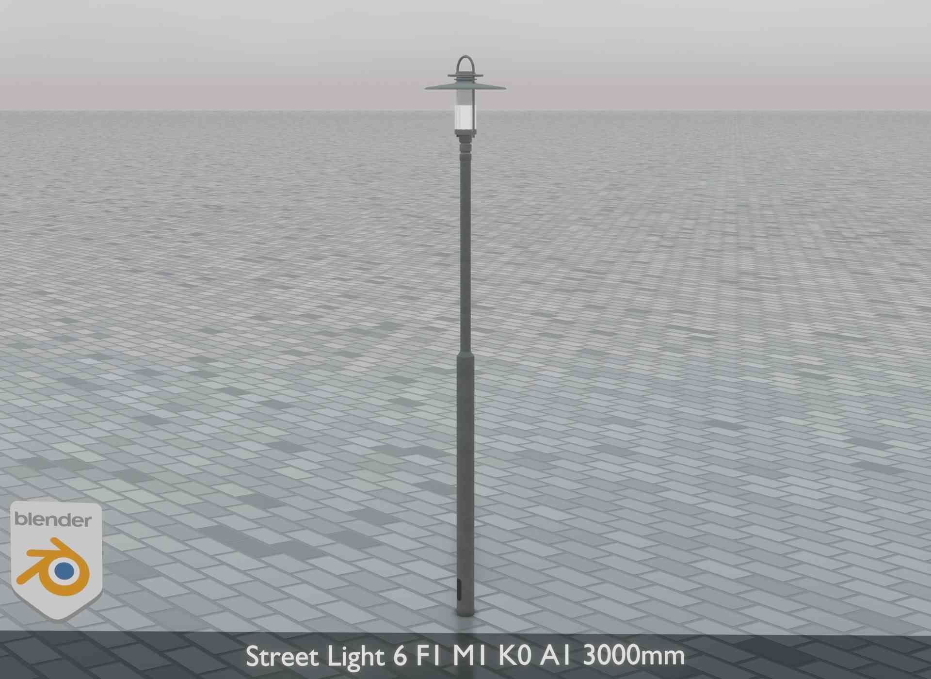 Street Light 6 F1 M1 K0 A1 3000mm Low-poly 3D model_4