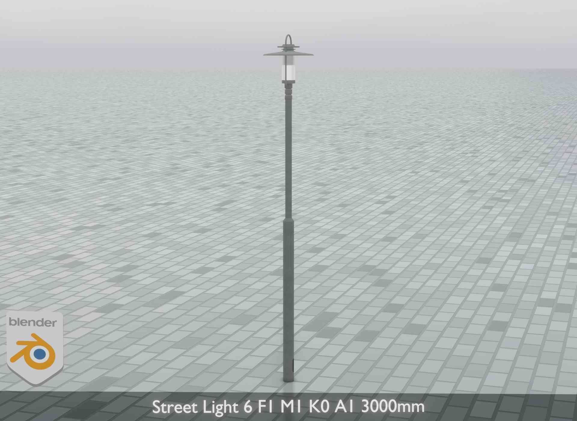 Street Light 6 F1 M1 K0 A1 3000mm Low-poly 3D model_7