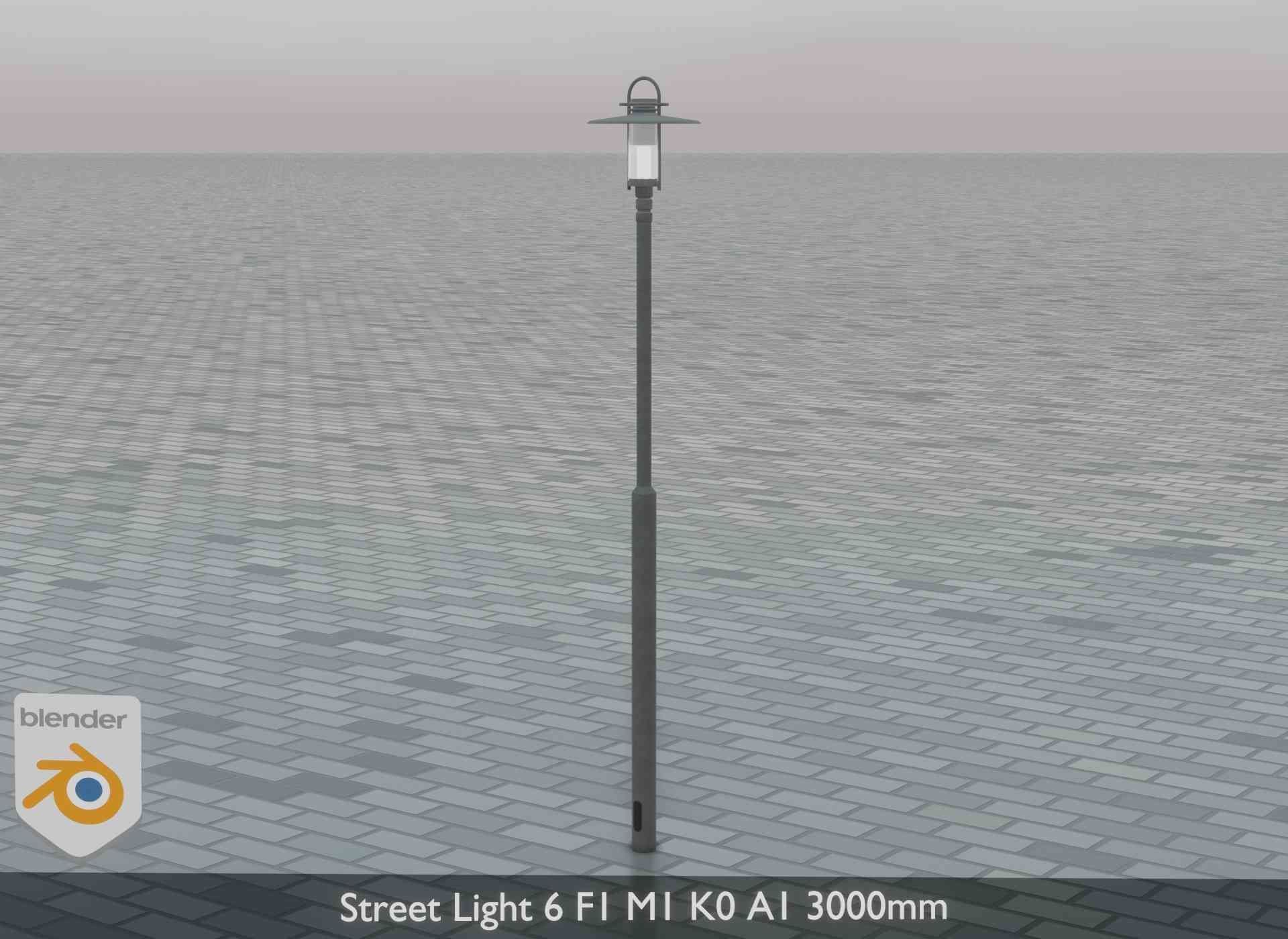 Street Light 6 F1 M1 K0 A1 3000mm Low-poly 3D model_3