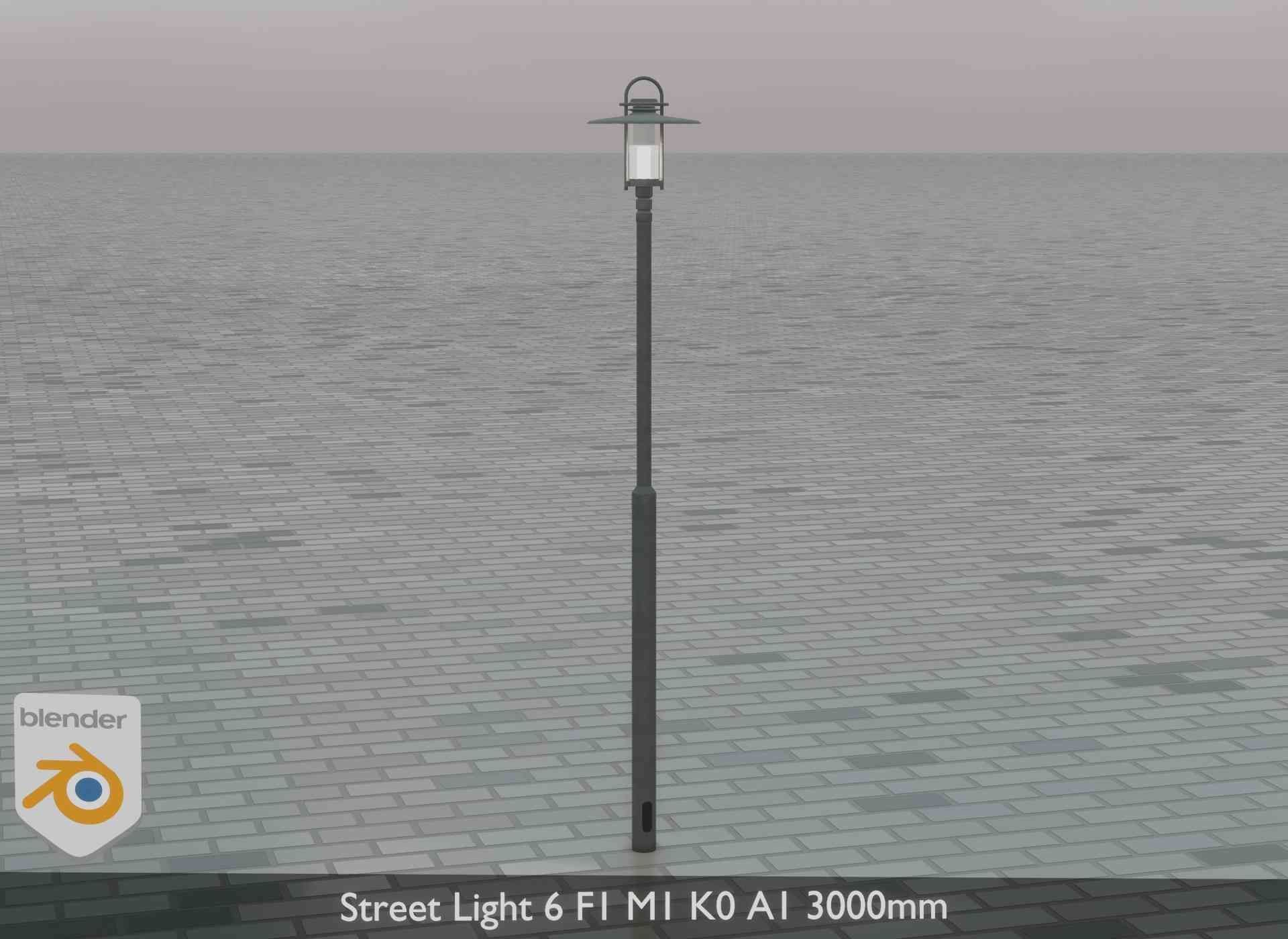 Street Light 6 F1 M1 K0 A1 3000mm Low-poly 3D model_40