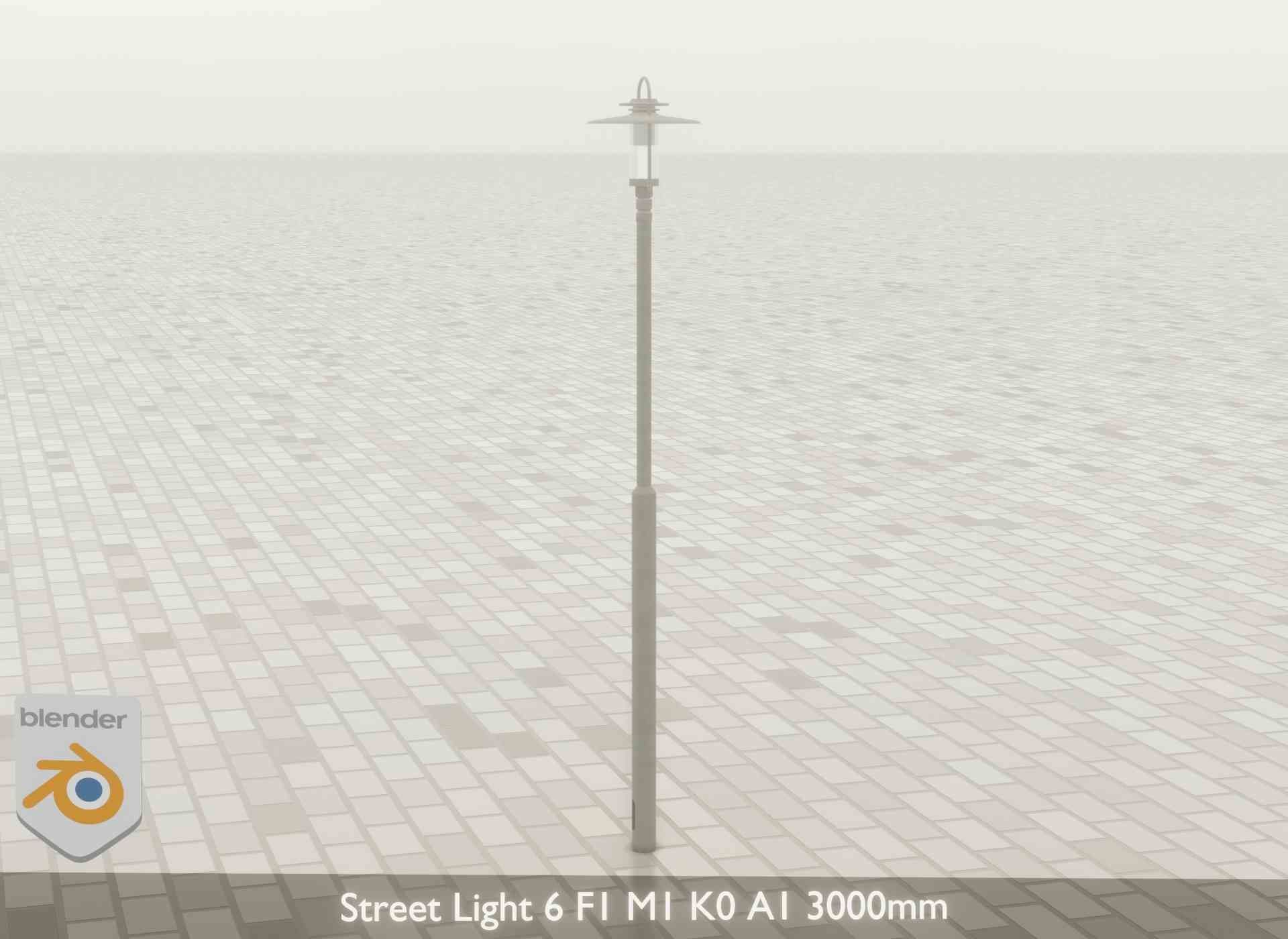 Street Light 6 F1 M1 K0 A1 3000mm Low-poly 3D model_25