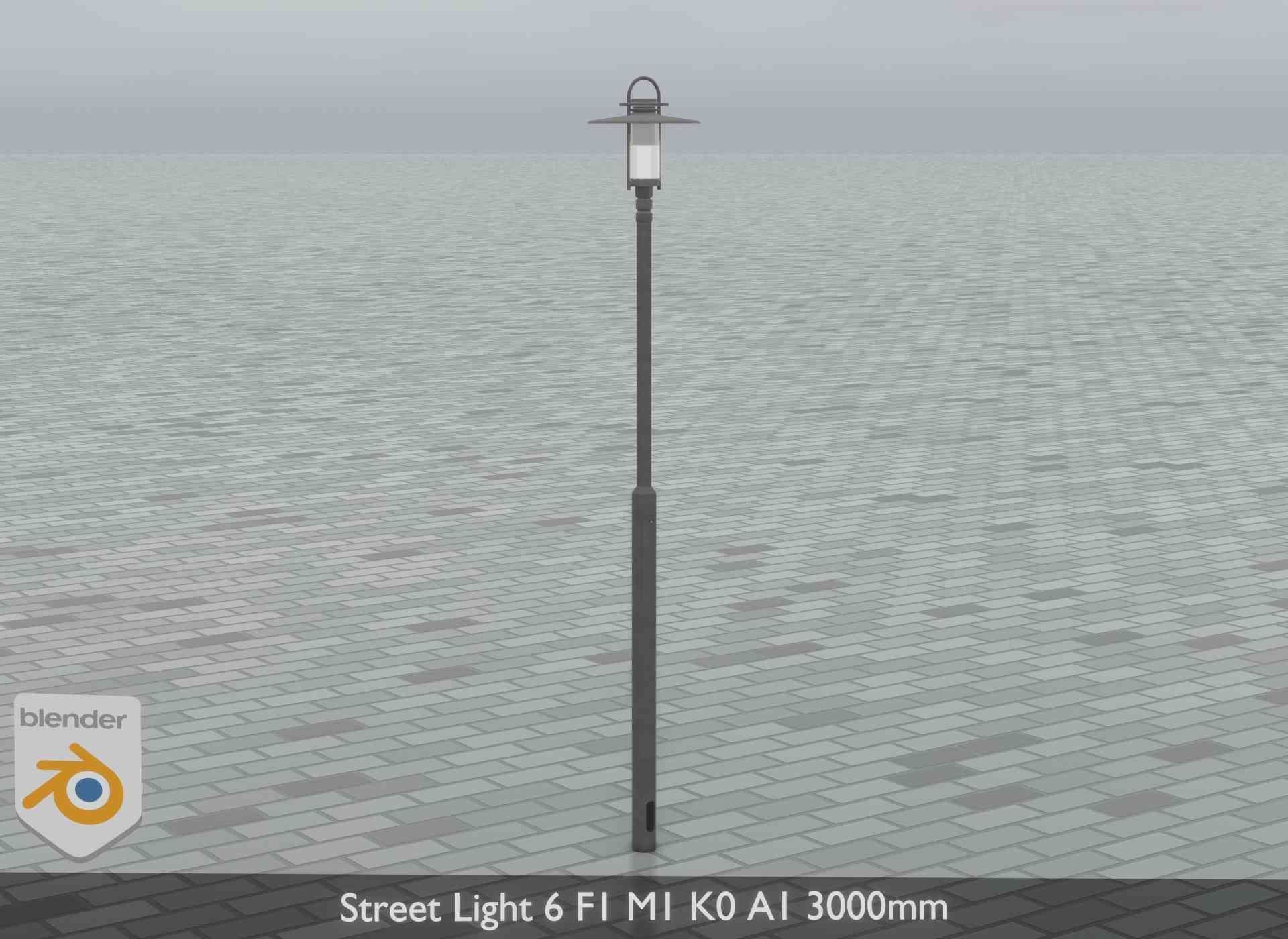 Street Light 6 F1 M1 K0 A1 3000mm Low-poly 3D model_9