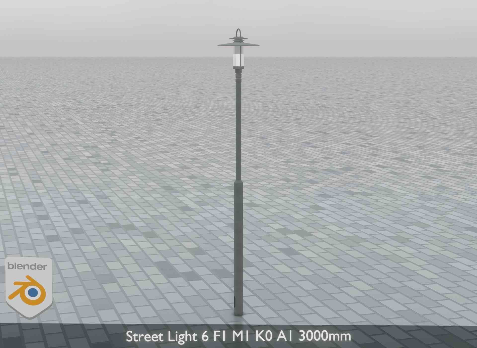 Street Light 6 F1 M1 K0 A1 3000mm Low-poly 3D model_5