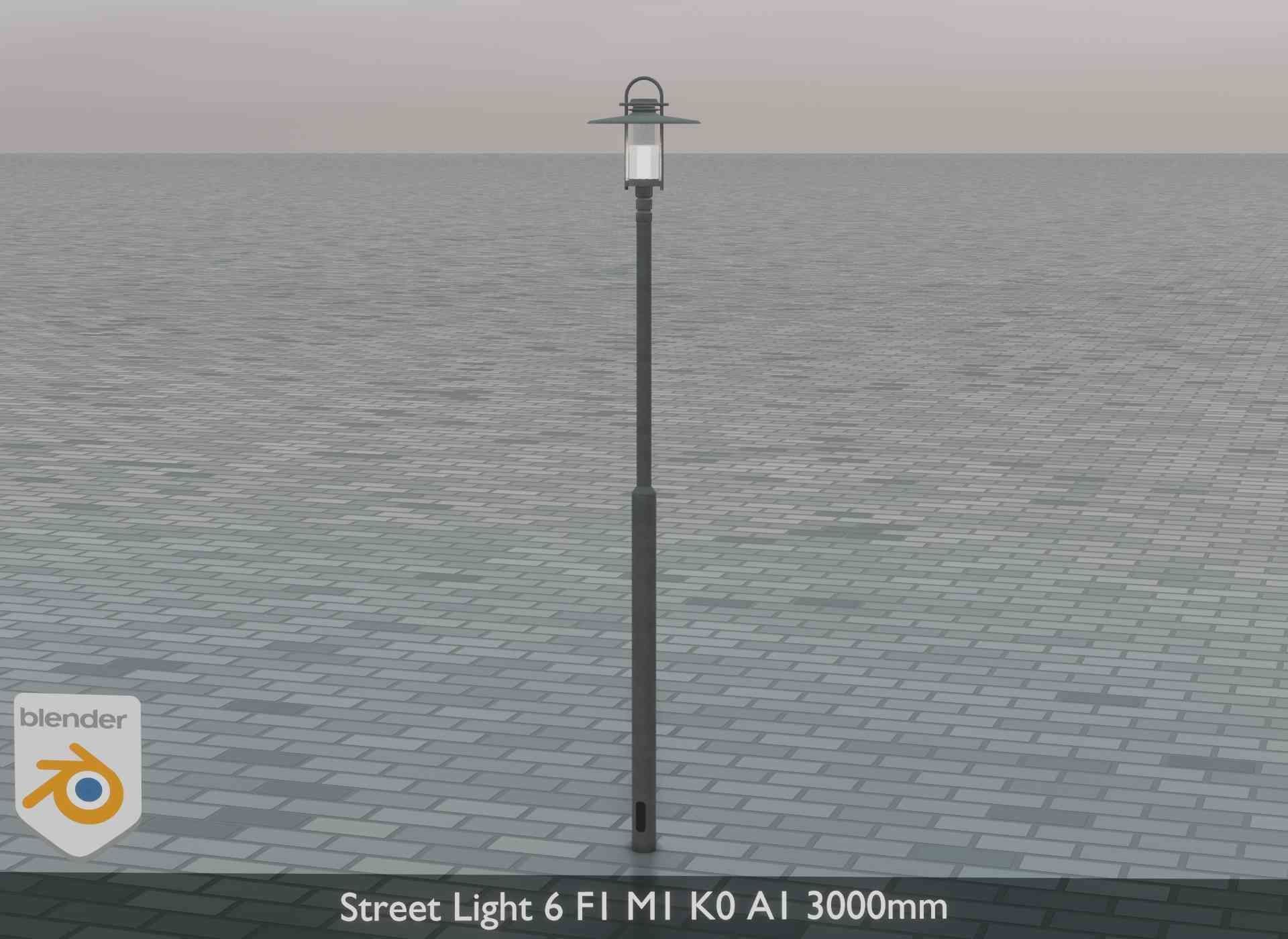 Street Light 6 F1 M1 K0 A1 3000mm Low-poly 3D model_2
