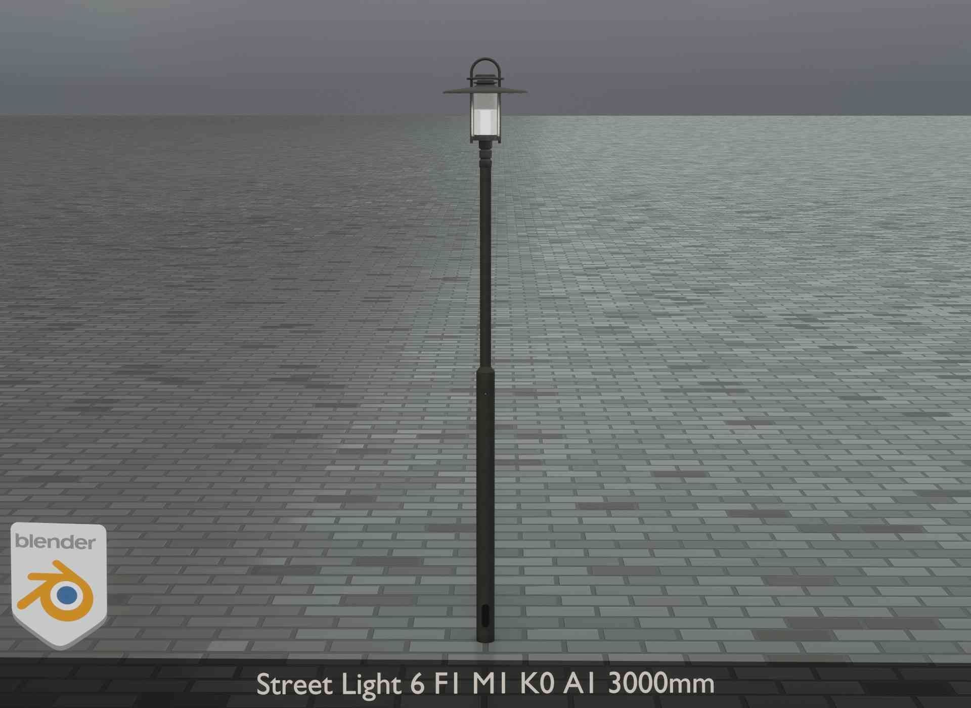 Street Light 6 F1 M1 K0 A1 3000mm Low-poly 3D model_11