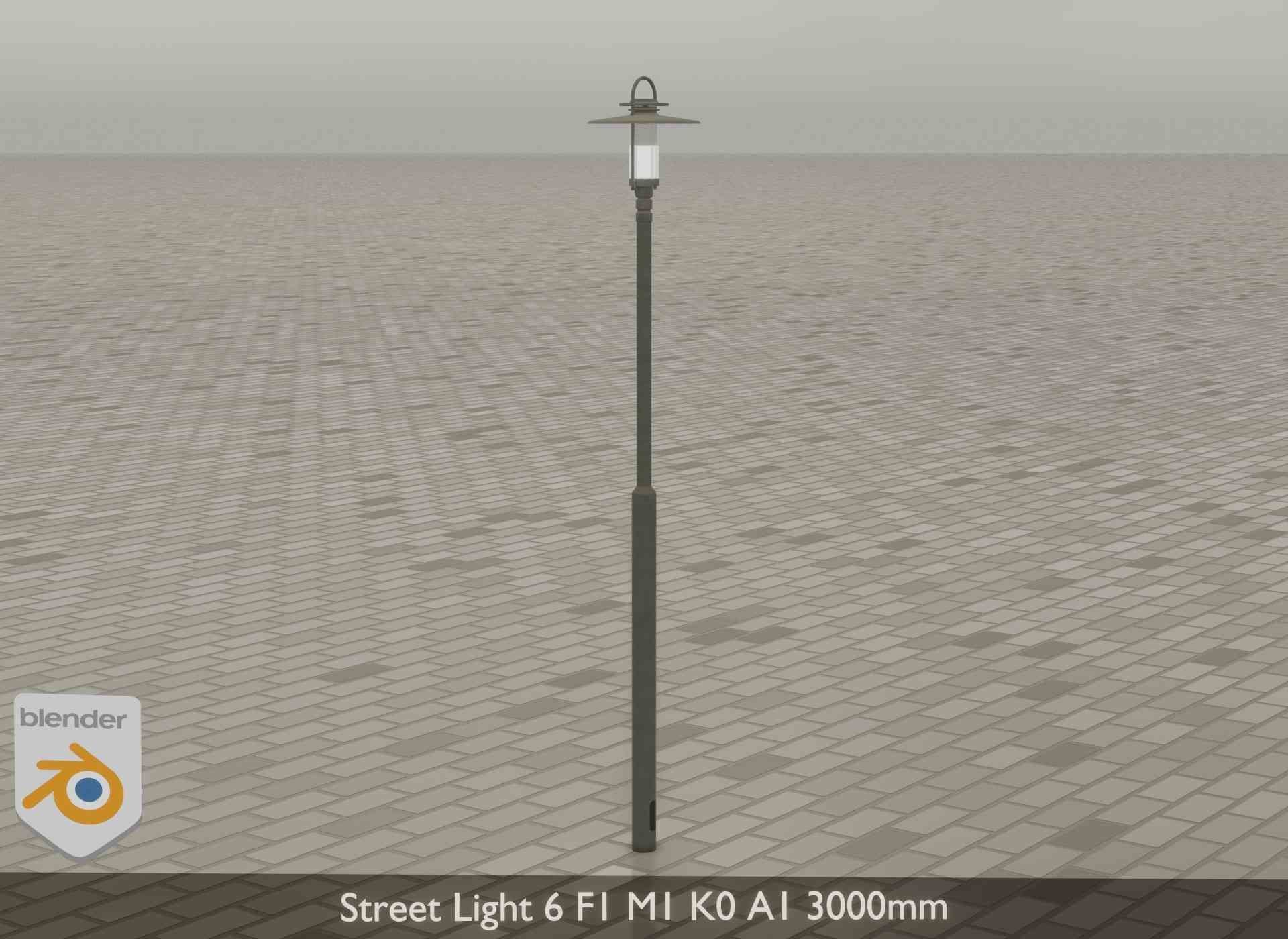Street Light 6 F1 M1 K0 A1 3000mm Low-poly 3D model_18