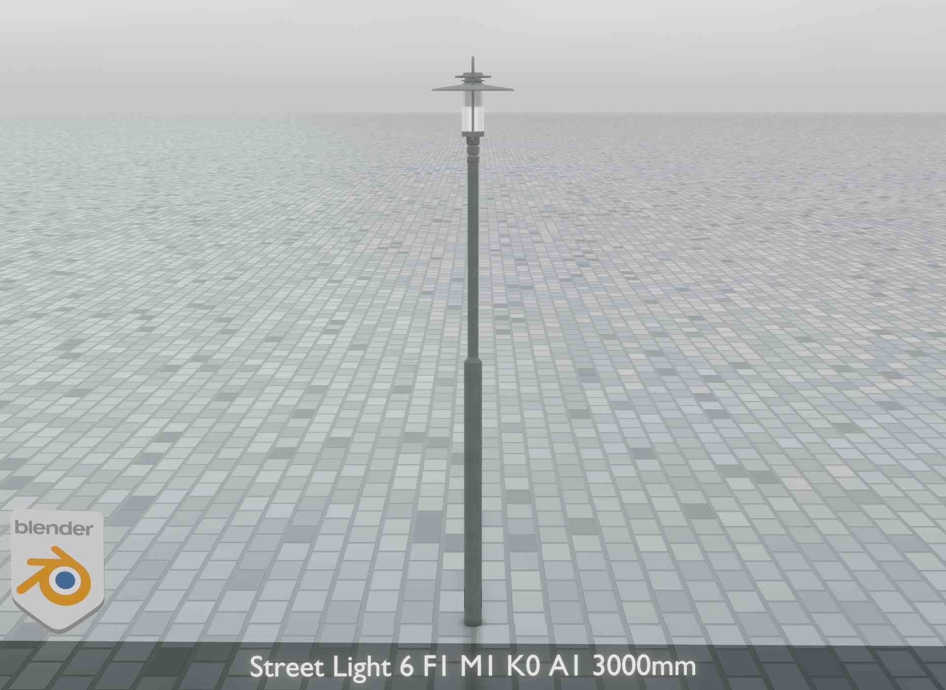 Street Light 6 F1 M1 K0 A1 3000mm Low-poly 3D model_6