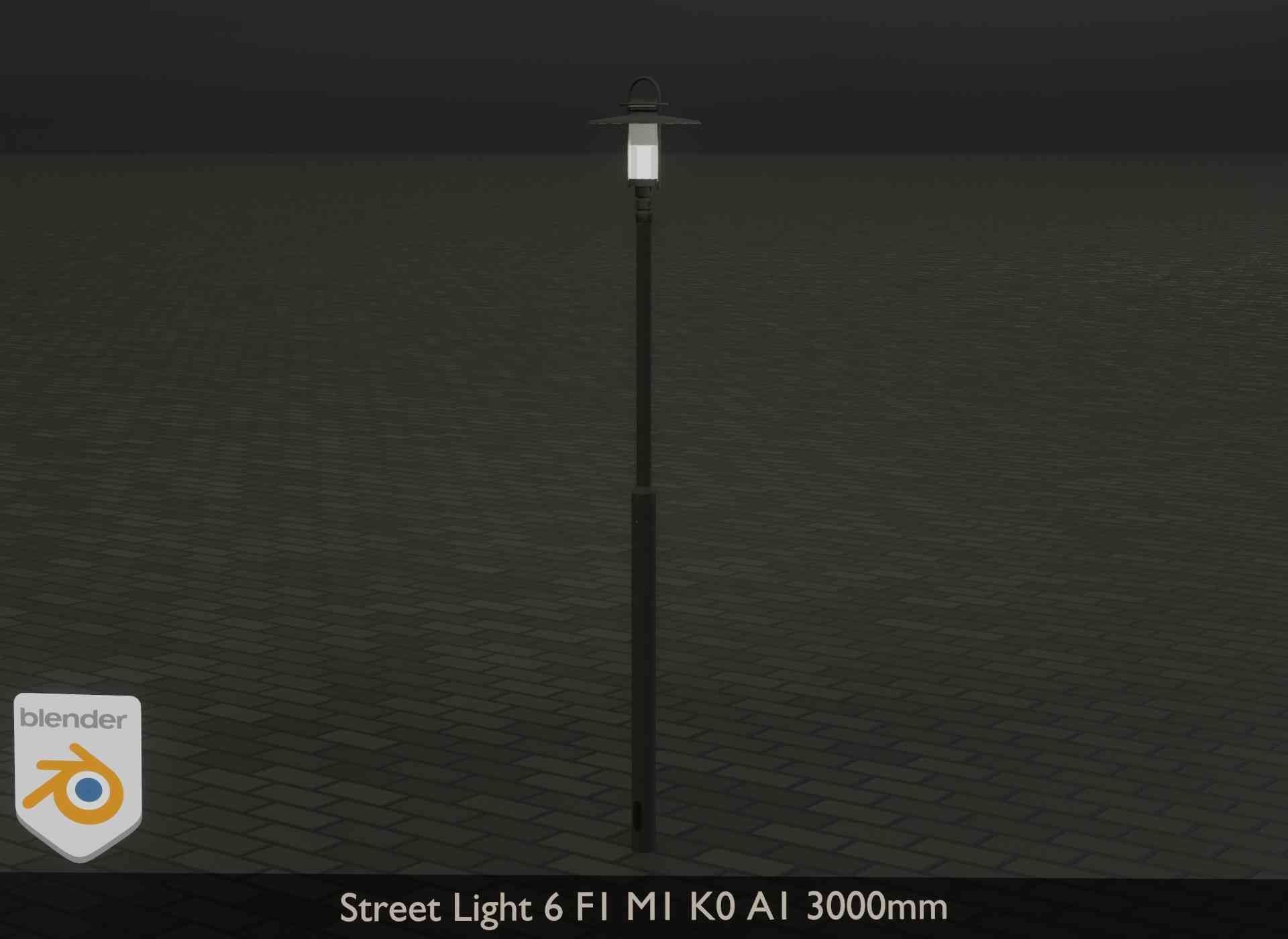 Street Light 6 F1 M1 K0 A1 3000mm Low-poly 3D model_13